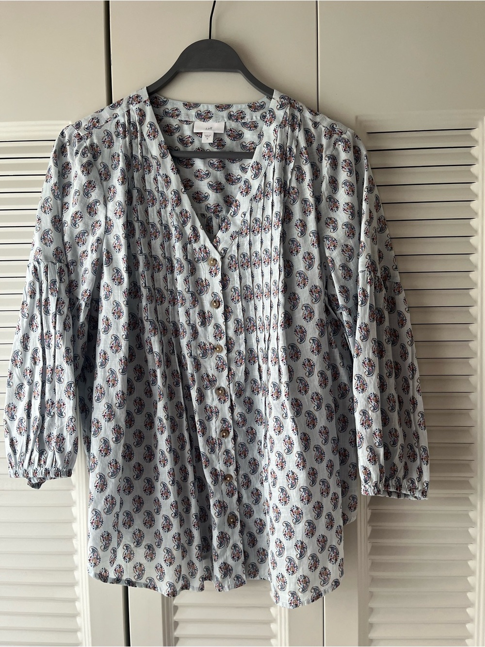 J.Jill Paisley V-Neck Cotton Top